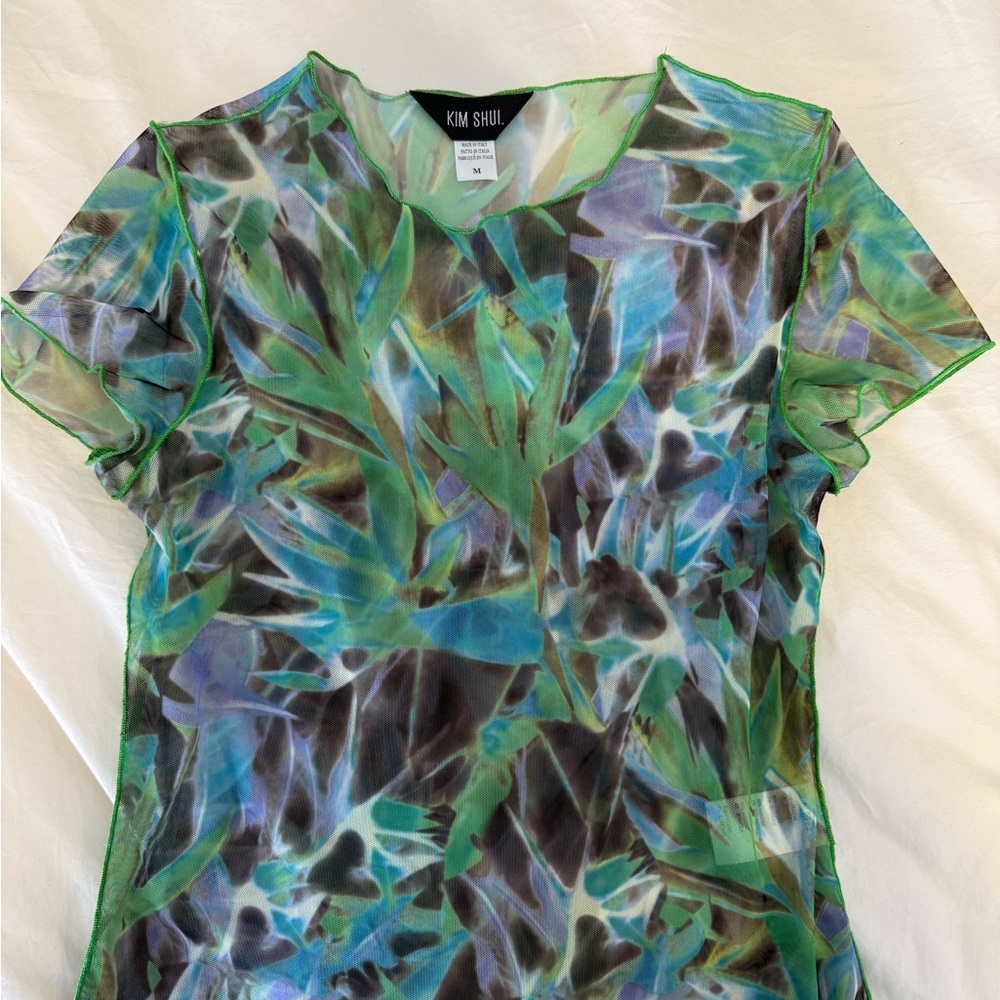Kim Shui Green and Blue Short Sleeve Tee